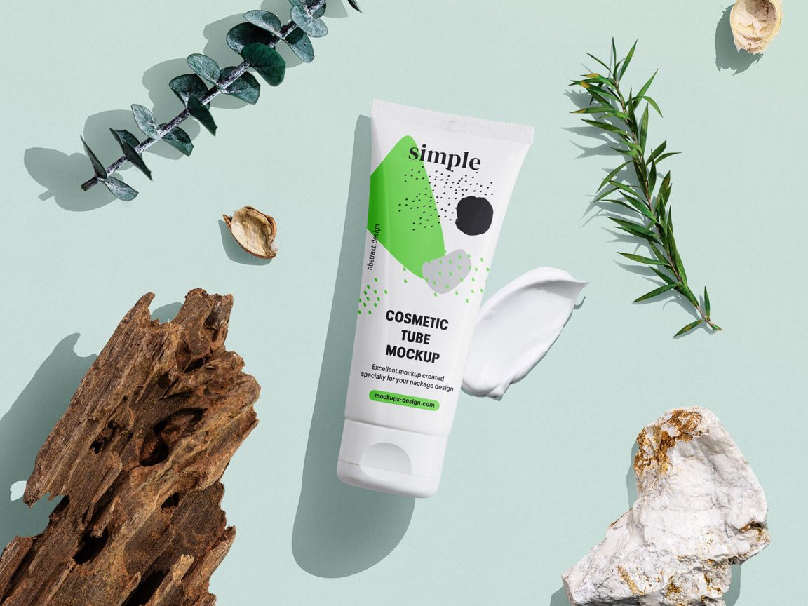 Free Cosmetic Tube Mockup Scene Creator PSD file - PacageMockup