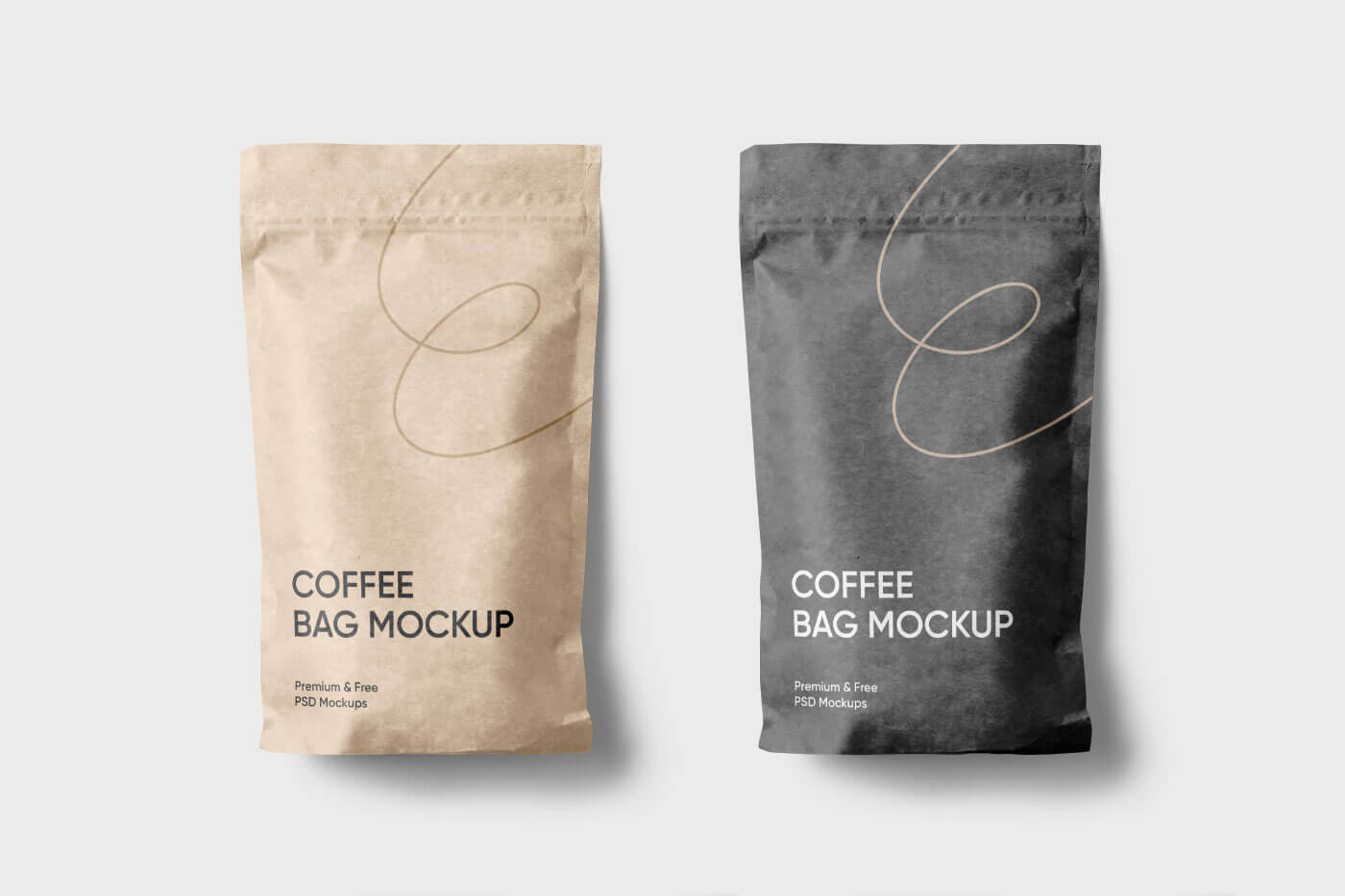 Top View of Two Paper Coffee Bags Mockup
