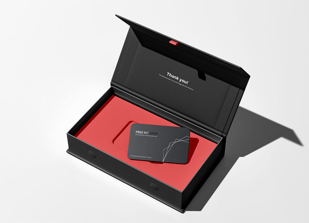 Free Membership Card with Magnetic Box Mockup 1