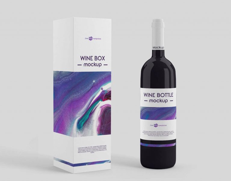 Four Mockups of Modern Wine Bottle Packaging