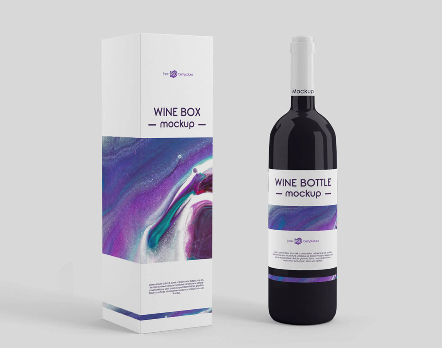 Four Mockups of Modern Wine Bottle Packaging