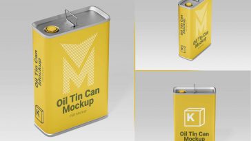 Free Oil Tin Can Mockup set Package Mockup