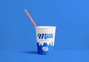 Free Paper Cup Mockup With Straw