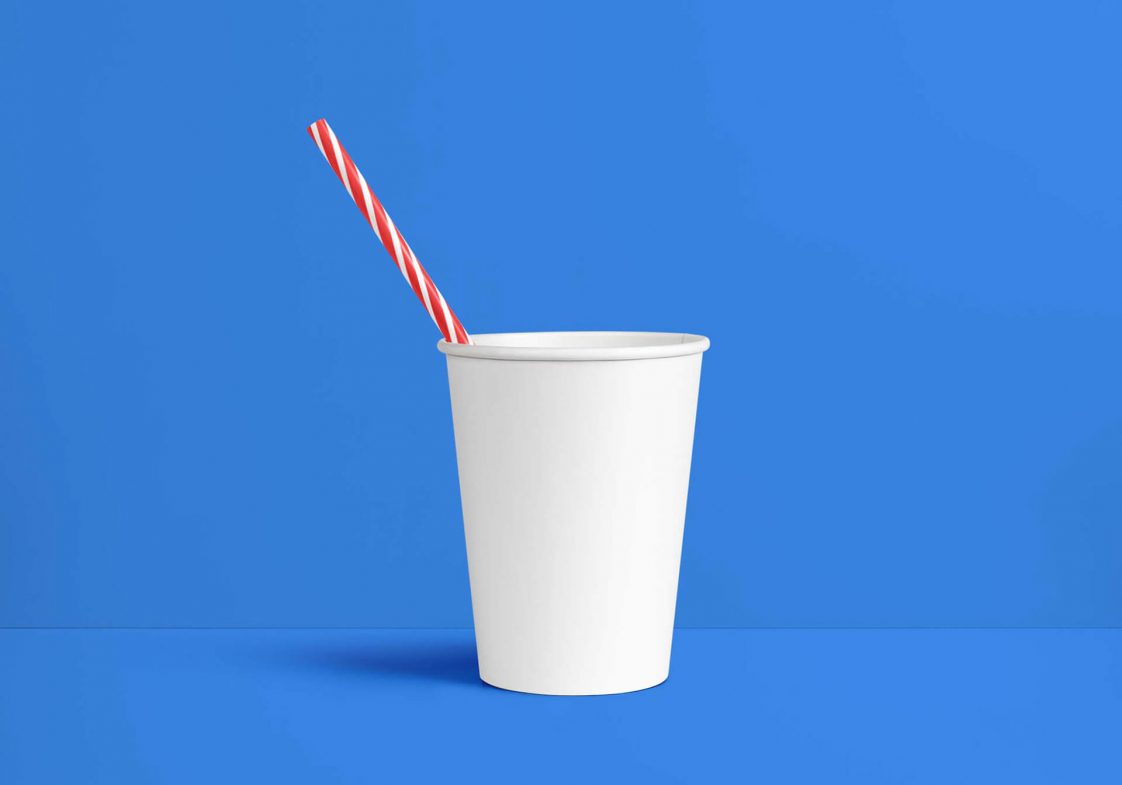 Free Paper Cup Mockup With Straw - Package Mockup