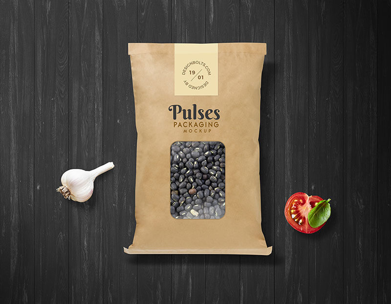 Top View Kraft Pouch Packaging Mockup
