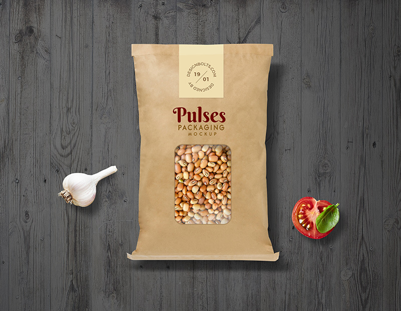 Top View Kraft Pouch Packaging Mockup