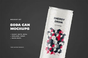 Free Soda Can Energy Drink Mockup PSD