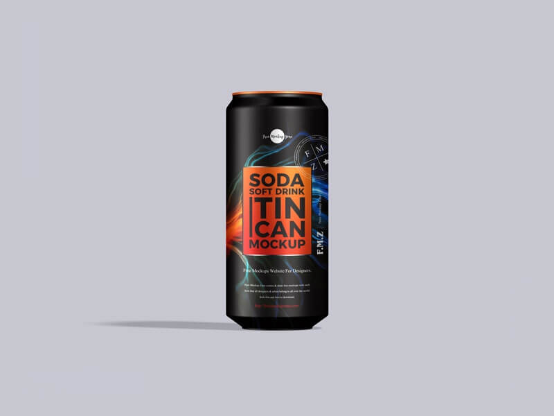 Front View of Soda Soft Drink Tin Can Mockup