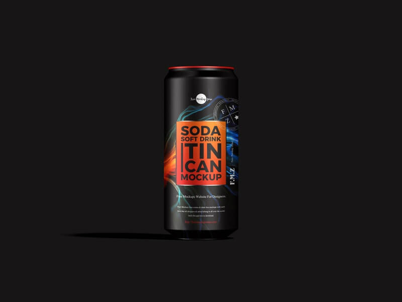 Front View of Soda Soft Drink Tin Can Mockup
