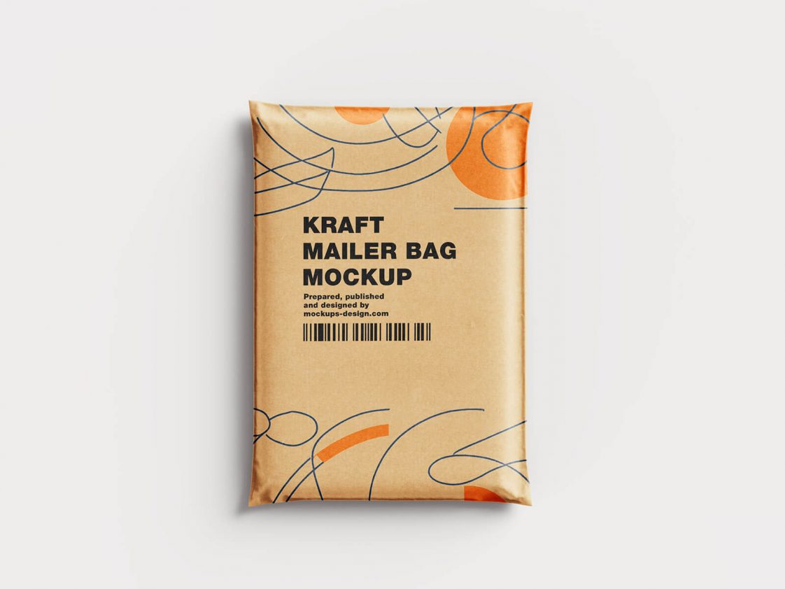 4 Kraft Paper Mailing Bag Mockups set Free Package Mockups