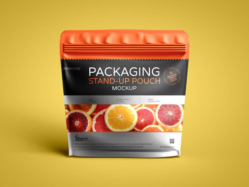 Stand up Matte Zippered Packaging Pouch Mockup in Front View1