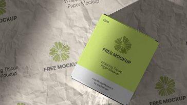 Top View of a Wrapping Tissue Paper and Packaging Box Mockup