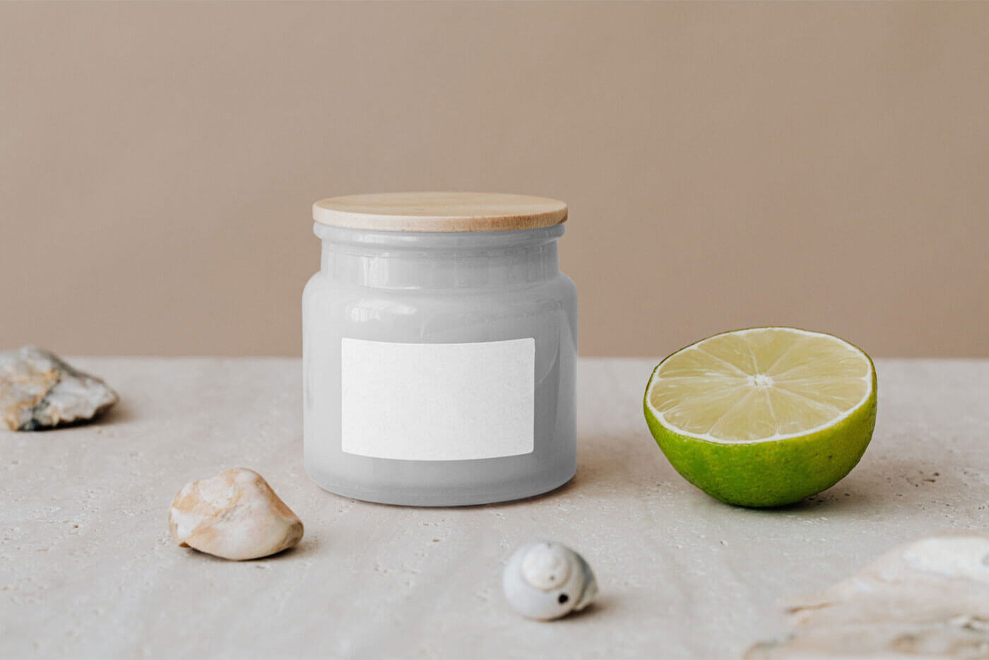 front view of a porcelaine cosmetics bath jar mockup 2