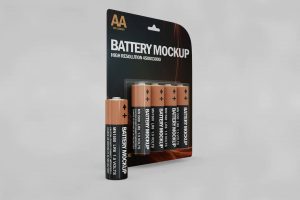 Free AA Battery Blister Pack Mockup PSD