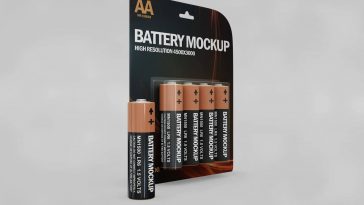 Free AA Battery Blister Pack Mockup PSD