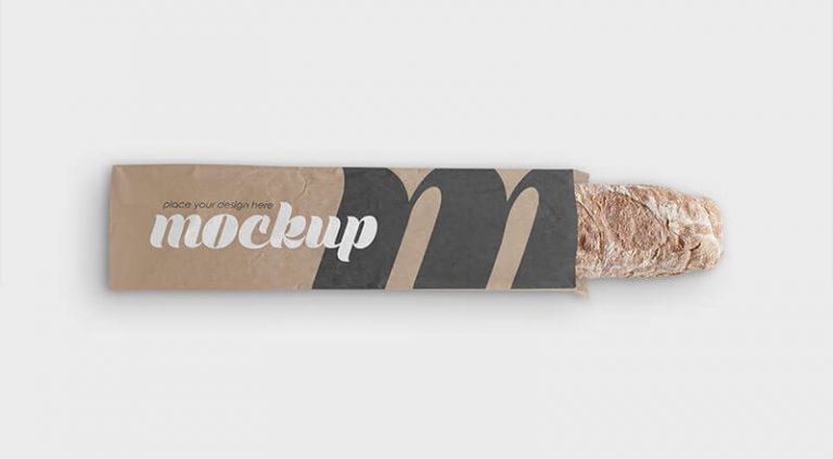 Free Baguette Long Bread Packaging Mockup PSD Set