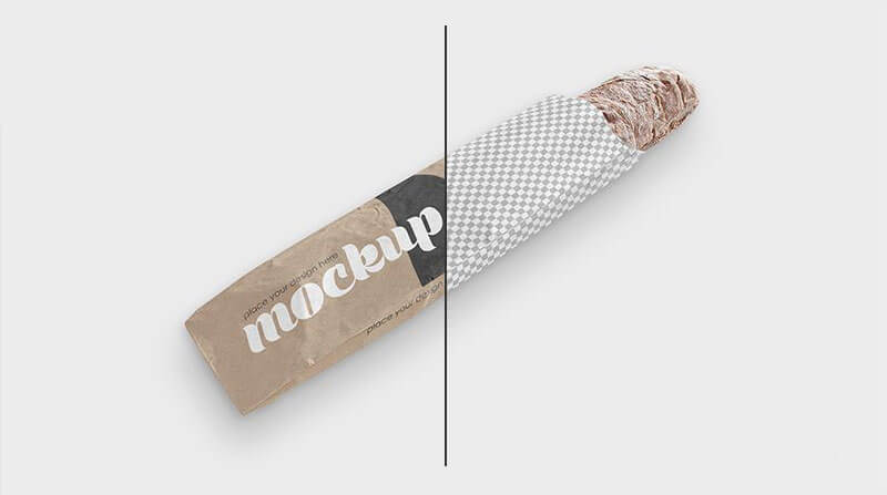 Free Baguette Long Bread Packaging Mockup PSD Set2