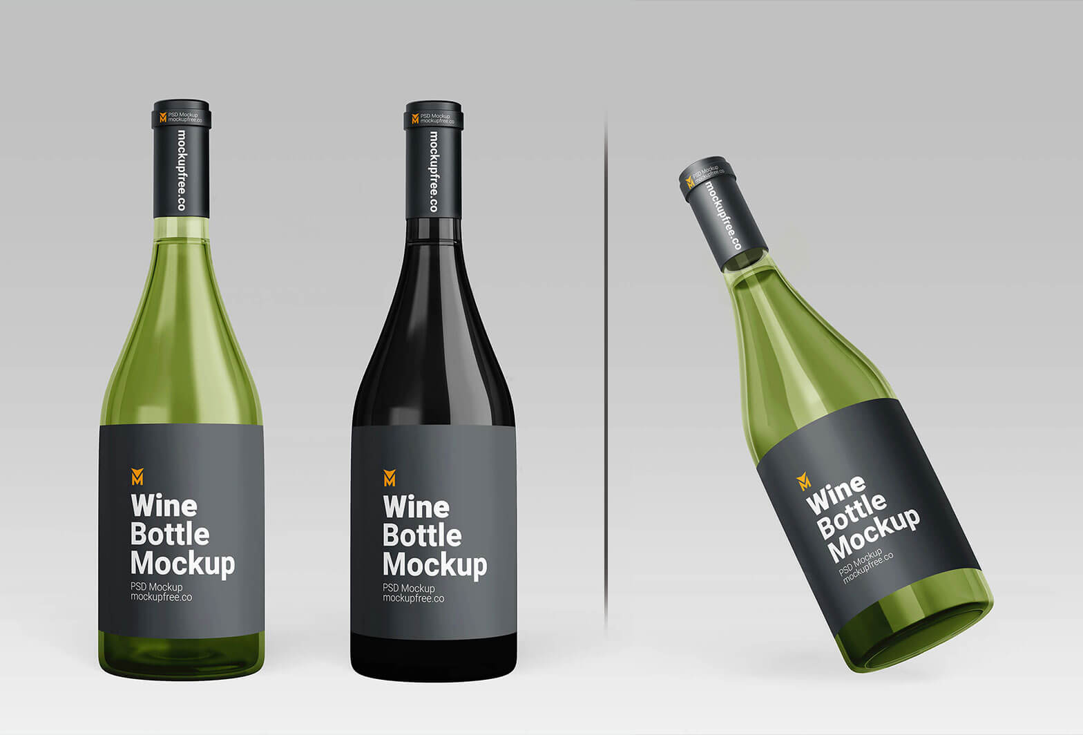 Free Wine Bottle Mockups set