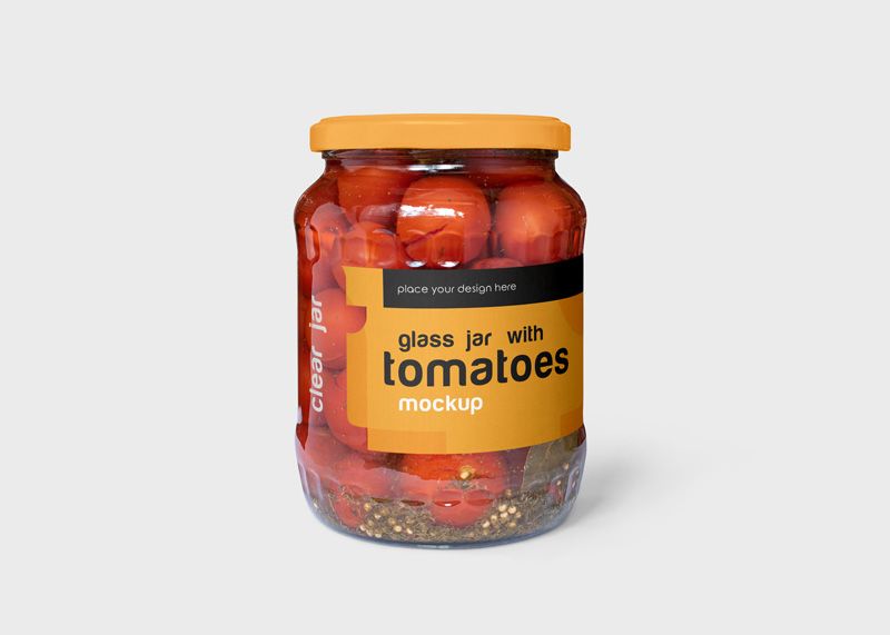 clear glass jar with tomatoes 1 free clear glass jar with tomatoes mockup