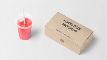 Food Box with Juice Mockup D