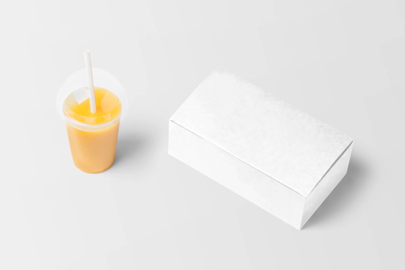 Food Box with Juice Mockup