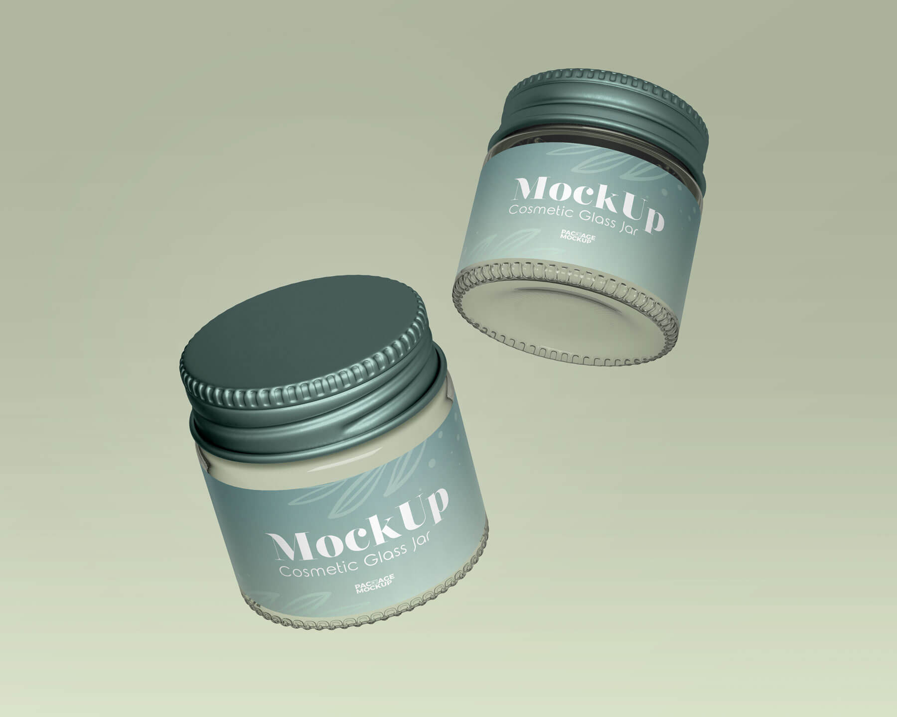Floating cosmetic products 2 glass jar mockup