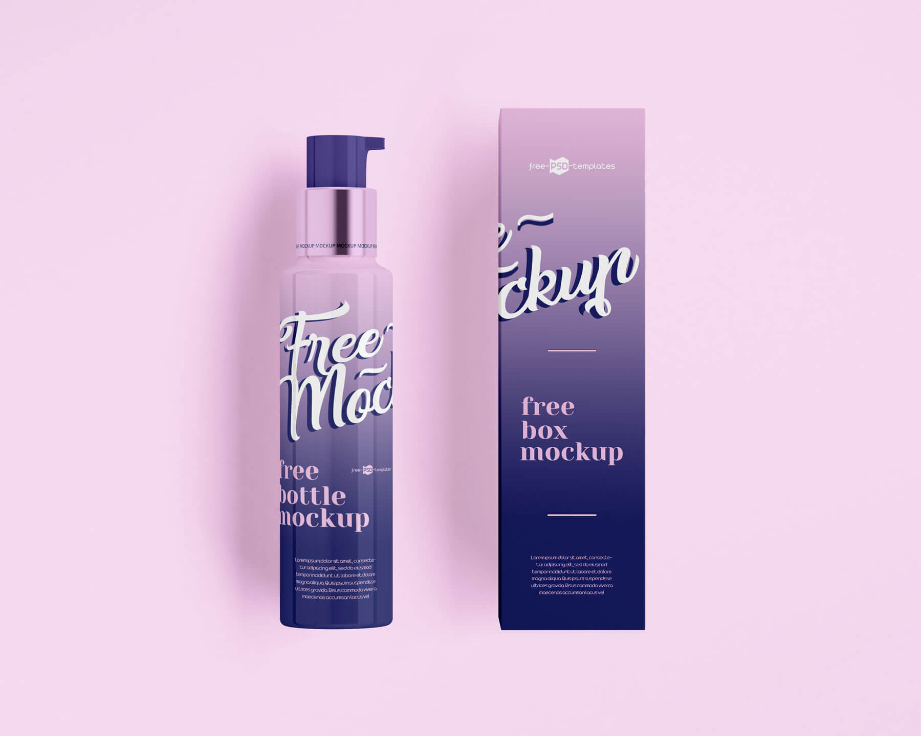 Free Vertical Cosmetic Bottle and Box Mockups for Product Brandings Top View