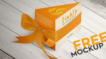 Mockup Showing Triangle Cake Packaging Gift Box with Silk Ribbon