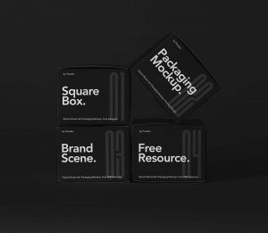 The Front Side of Four Square Boxes Mockup
