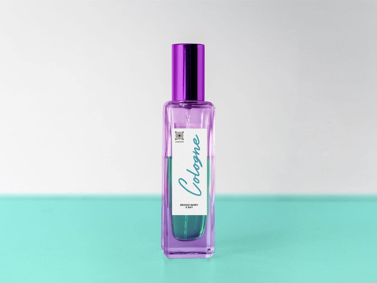 front view of a slim cologne perfume scent bottle mockup 2