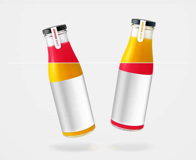 2 Mockups of Glass Juice Bottles in Different Angles 2