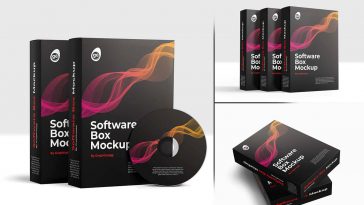 5 Free Software Box Mockups set