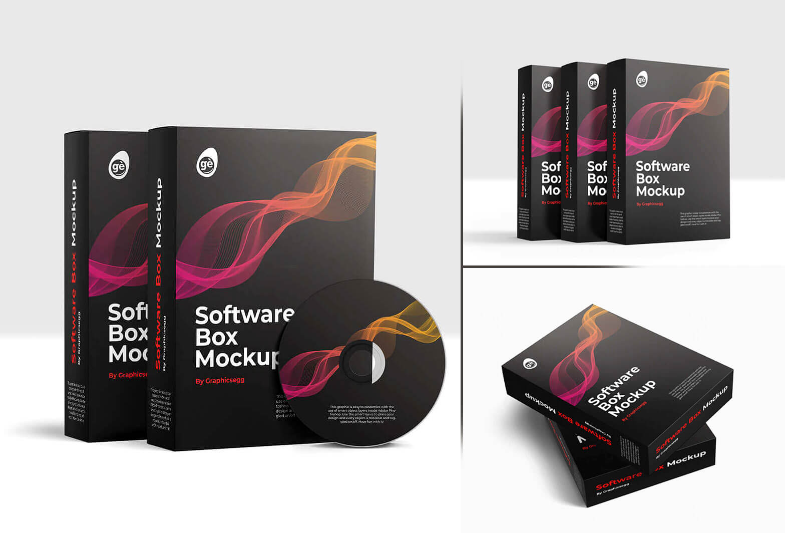 5 Free Software Box Mockups set