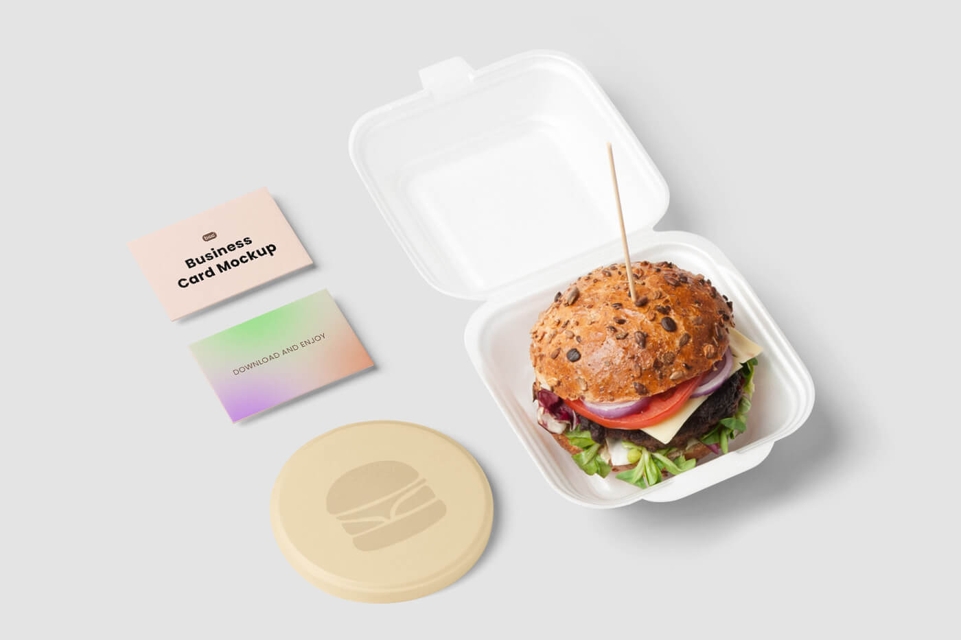 Business Cards with Coaster Mockup D