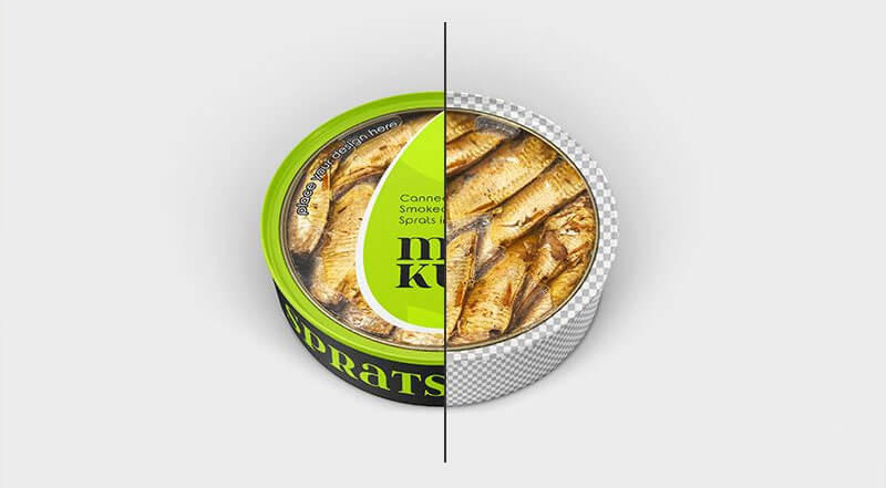 Free Canned Smoked Sprats Fish In Oil Mockup PSD Set 2