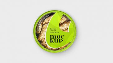 Free Canned Smoked Sprats Fish In Oil Mockup PSD Set