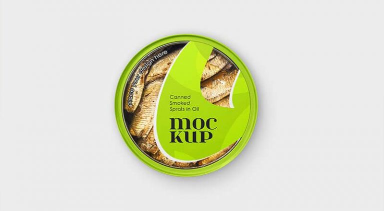 Free Canned Smoked Sprats Fish In Oil Mockup PSD Set