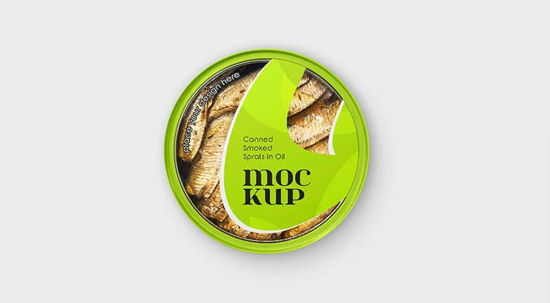 Free Canned Smoked Sprats Fish In Oil Mockup PSD Set