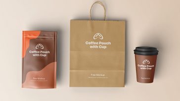 Free Coffee Pouch with Cup Mockup 1