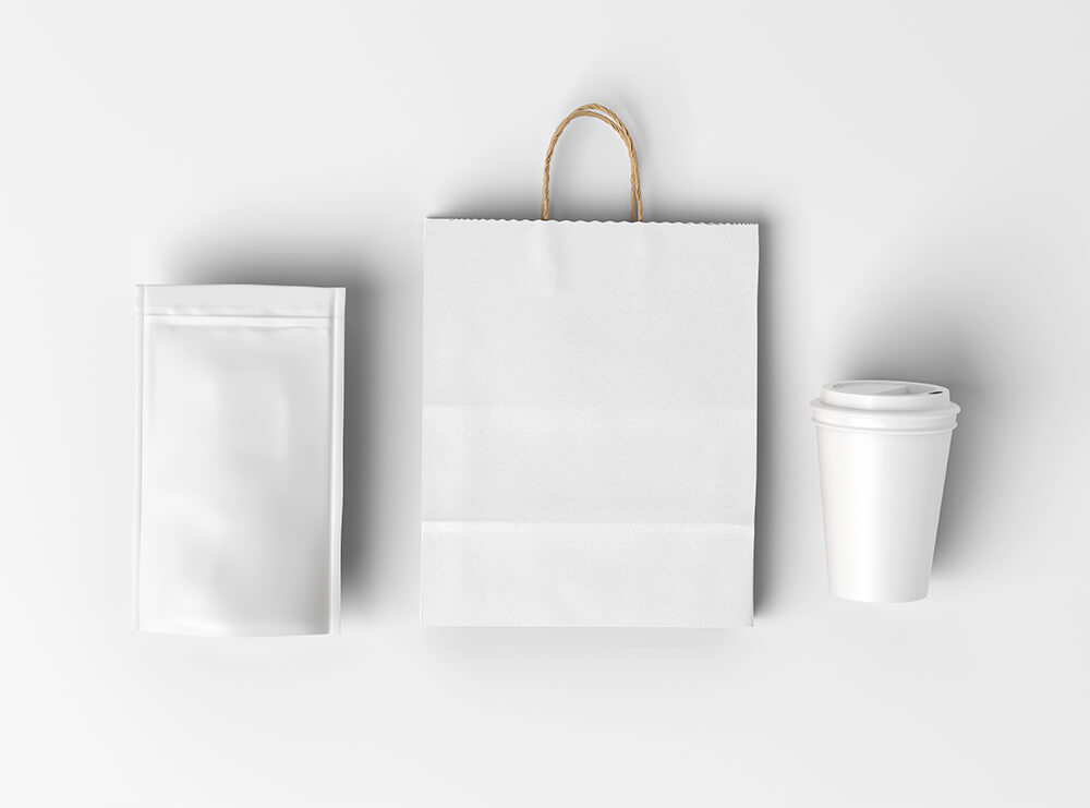 Free Coffee Pouch with Cup Mockup 2