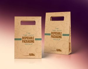 Free Kraft Paper Disposable Food Bag Mockup PSD File 2