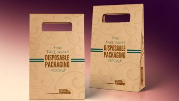 Free Kraft Paper Disposable Food Bag Mockup PSD File 2