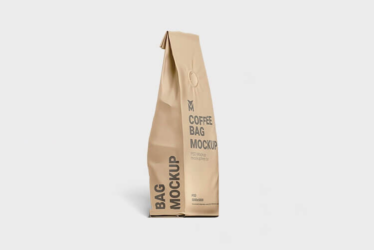 Free Kraft Paper Standing Coffee Bag Mockup PSD Set 2