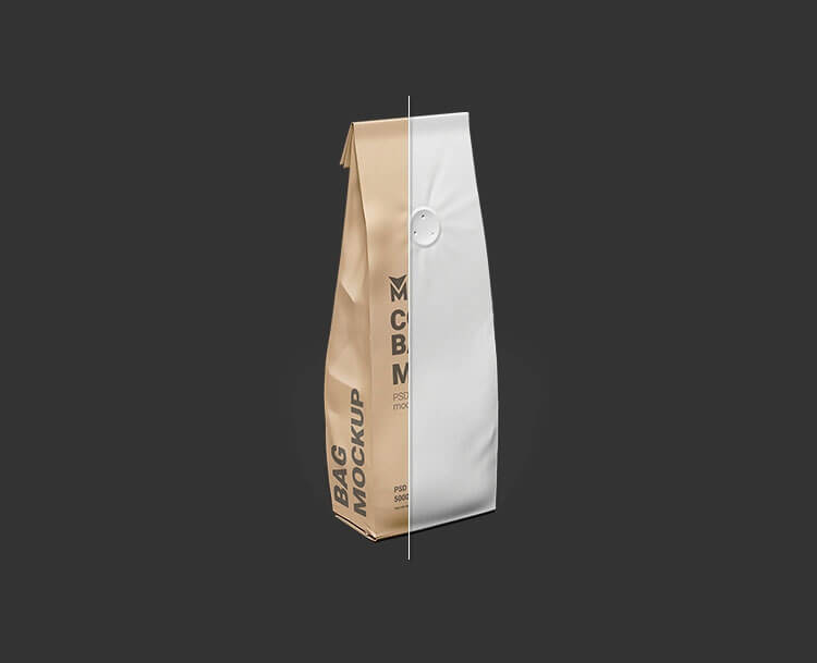 Free Kraft Paper Standing Coffee Bag Mockup PSD Set 3