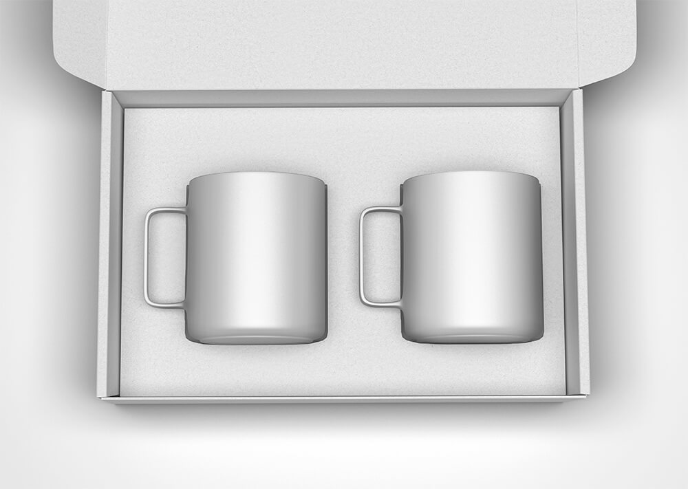 Free Mug with Box Packaging Mockup 2