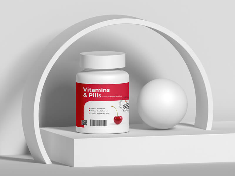 Free Vitamins And Pills Bottle Packaging Mockup 600