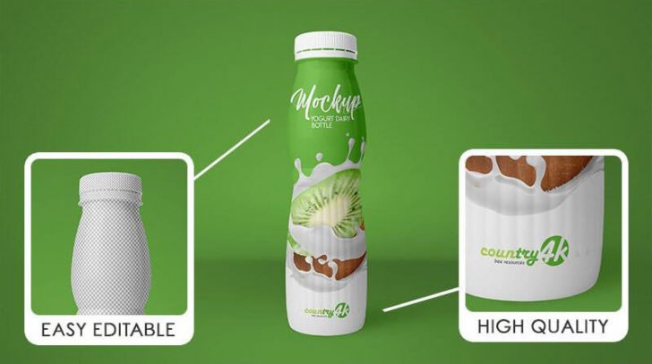 Free Front View Yogurt Bottle Mockup - PacageMockup