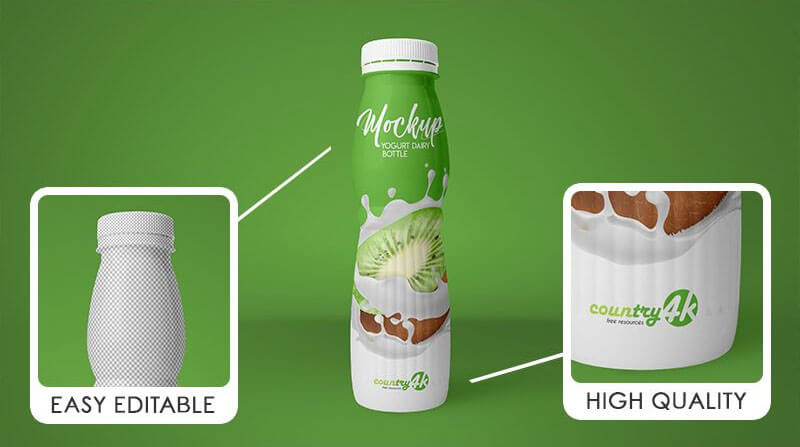 Front View Yogurt Bottle Mockup 2