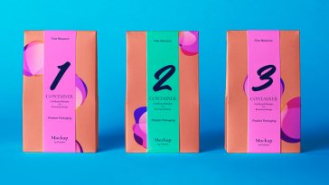 Front View of Three Classic Cardboard Pouch Packaging Mockup