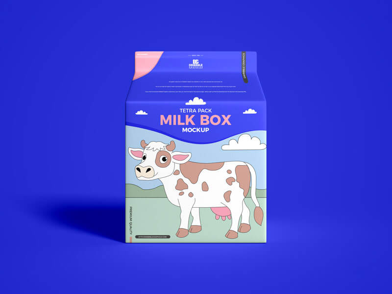 Front View of a Tetra Pack Milk Box Mockup 2